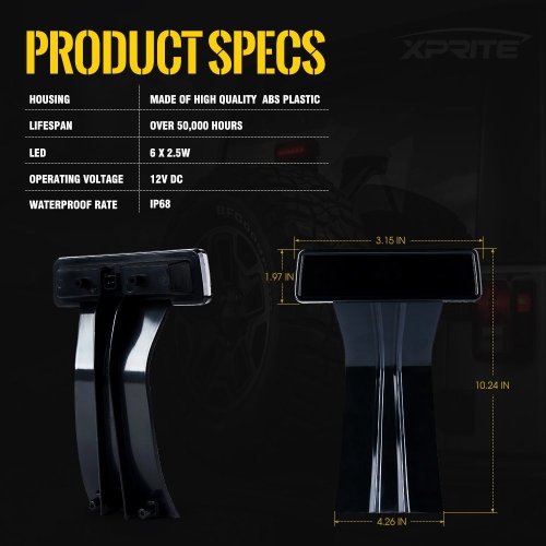 LED Brake Light High mount stop light For Jeep Wrangler JK 2007+