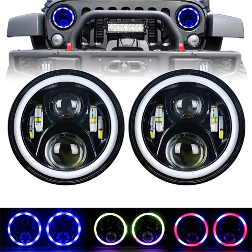 Newest 7" RGB headlight Blutooth Phone APP Control to Colors Change for Jeep Wrangler JK