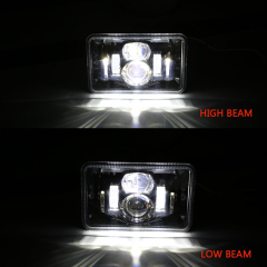 Faros delanteros LED rectangulares para camiones 4x6 con haz alto y bajo aprobado por DOT SAE