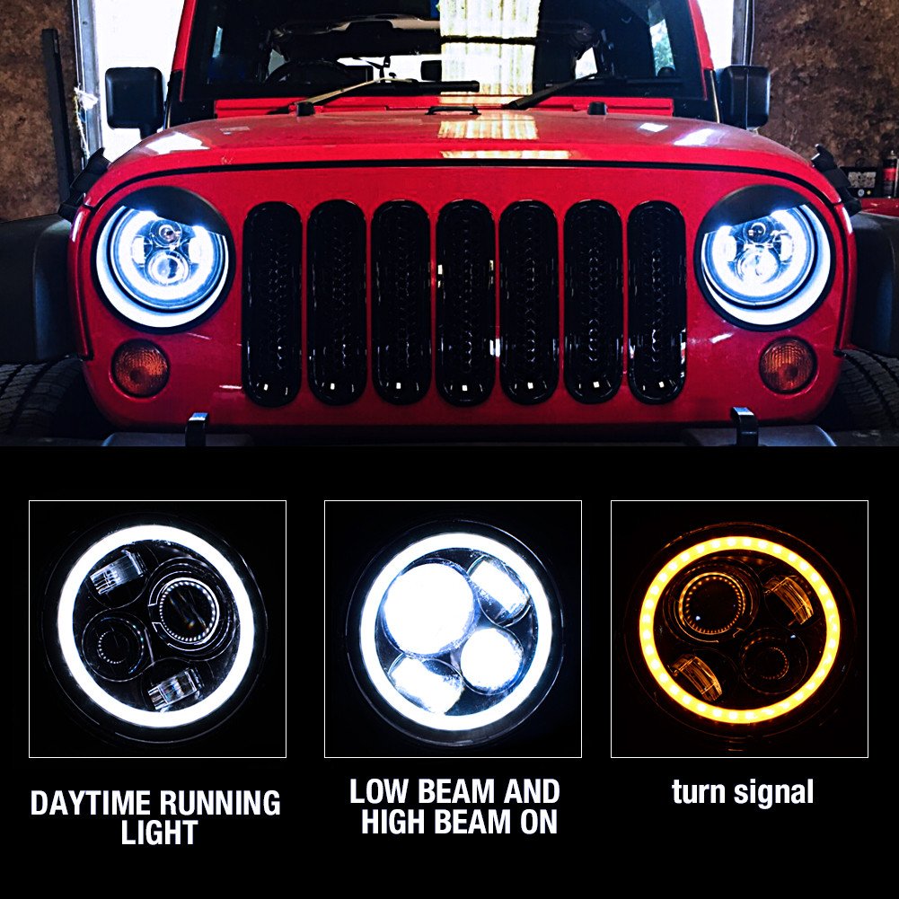 7 inch headlights for jeep wrangler application