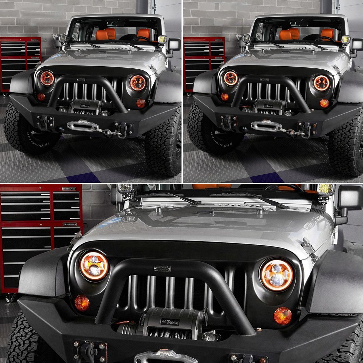 Jeep wrangler ilovasi uchun 7 dyuymli faralar