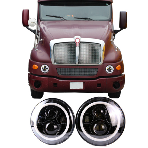 7 inch round headlights 1998-2010 kenworth T2000 led headlights halo projector headlight with hi low beam drl