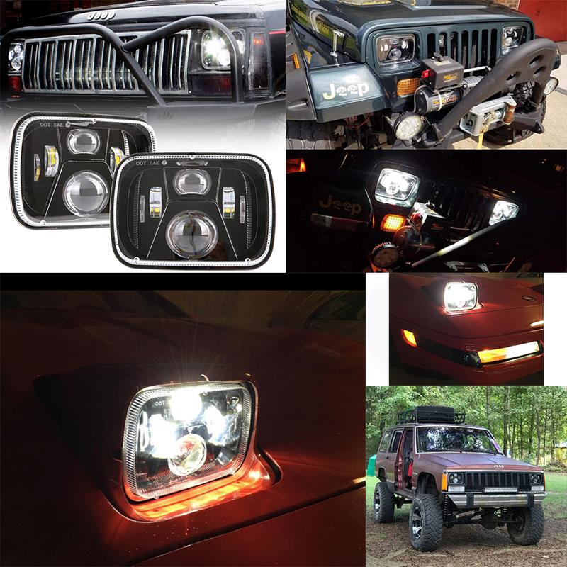 5x7 Jeep Wrangler YJ Led priekiniai žibintai