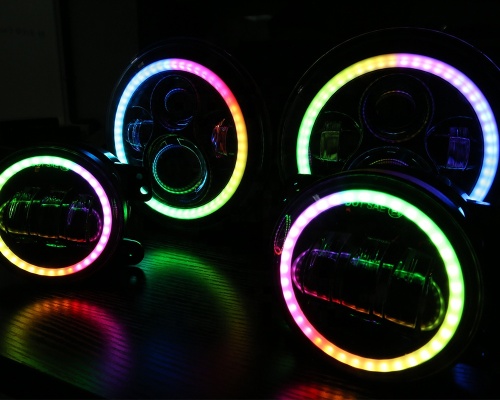 7" rgb jeep headlight and fog lamps kit for 2007-2016 Jeep Wrangler jk/jk unlimited bluetooth app control rgb led headlight conversion kit