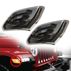 Чароғҳои лампаи чароғаки чароғаки лампаҳои сиёҳ барои Jeep Wrangler JL 2018 2019 чароғҳои аломати паҳлӯии ивазкунандаи Jeep JL