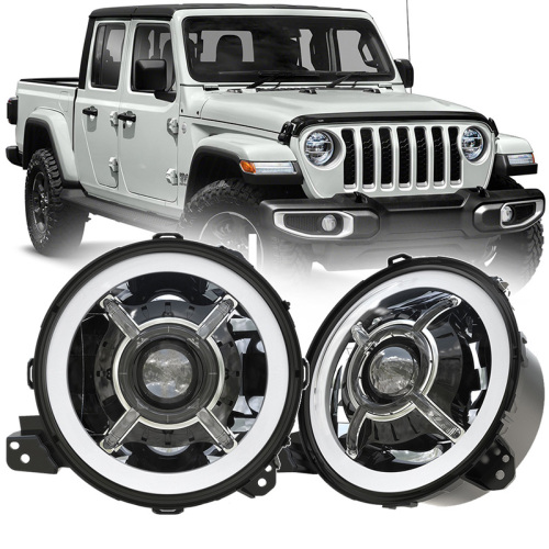DOT SAE Approved 2020 Jeep Gladiator JT Led Headlights 9" with High Low Beam and Halo DRL