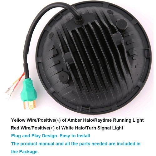 Half halo 7'' led aftermarket headlights for Jeep Wrangler tj 1997-2006 with high low beam and drl