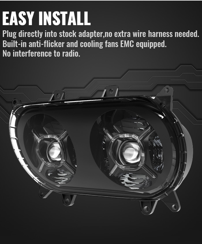 Triq Glide Dual Led Headlights Easy Install