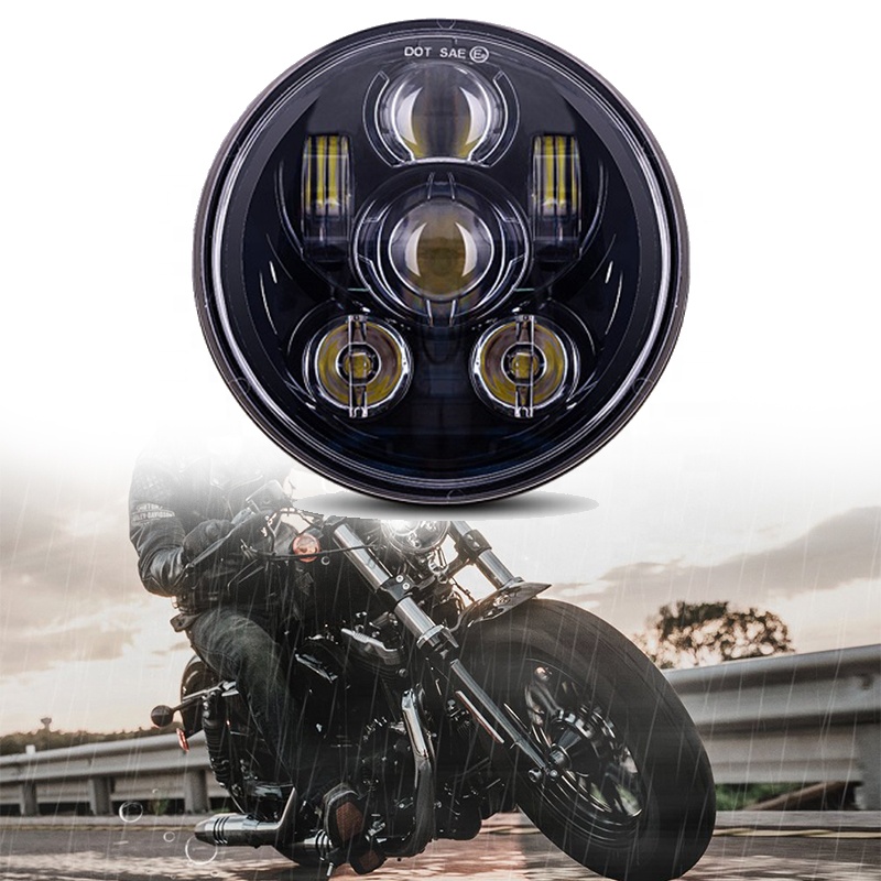 Optique Moto Full LED Noir pour phare rond 5.75 pouces -Type 3
