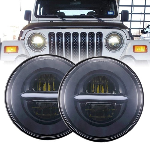 7" Aftermarket Led Headlights for Jeep Wrangler JK / Hummer H2 / Harley Davidson / Royal Enfield Car Accessories with H4 Adaptor