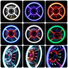 Faróis RGB de 9 polegadas com luzes de halo que mudam de cor para Jeep Wrangler JL 2018 Up