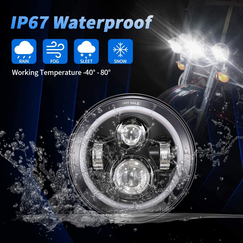IP68 Lampu Besar Jeep Wrangler JK 7 inci kalis air