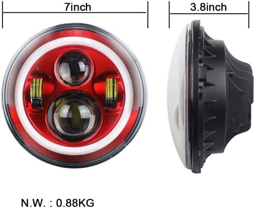 Led Red Halo Lights for Jeep Wrangler JK TJ LJ Red Halo Headlights Jeep Wrangler hi/lo Beam DRL