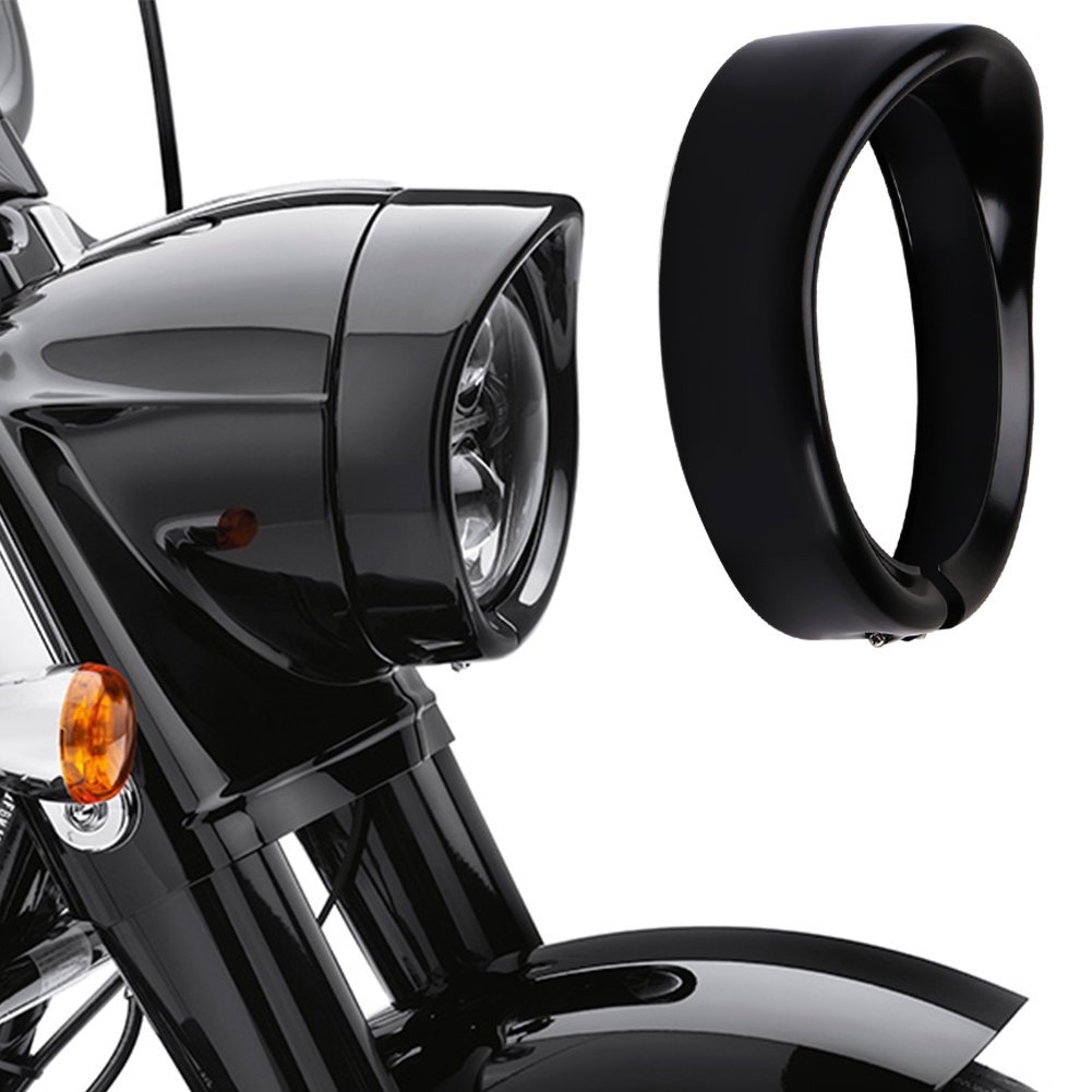 Harley Davidson Scheinwerfer-Zierring Schwarz 7 Zoll Scheinwerfer-Zierring  Road King Softail