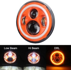 DOT 7 英寸橙色光環大燈 LED 橙色光環燈適用於 Jeep Wrangler JK 1997-2007