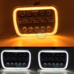 適用於吉普 xj LED 大燈方形投影儀 5x7 英寸 LED 大燈適用於牧馬人切諾基 xj
