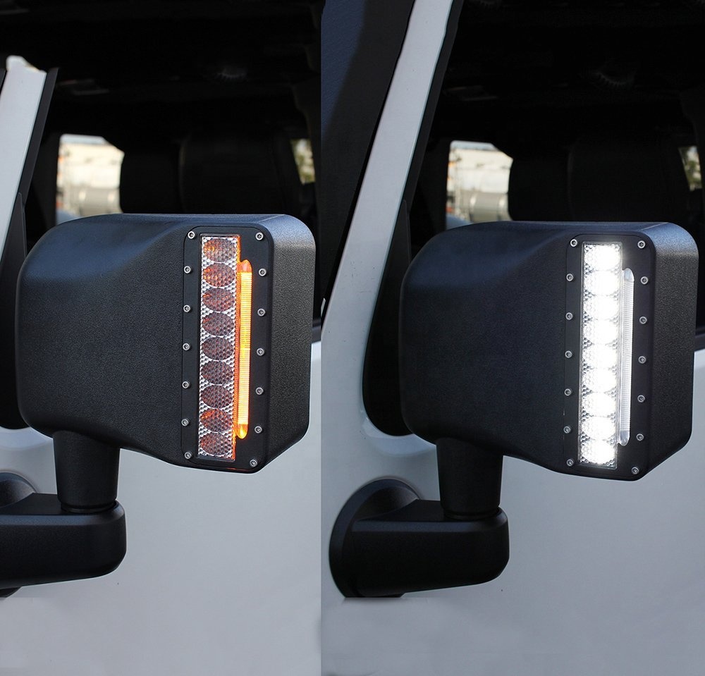 Jeep JK rear view mirror led lights