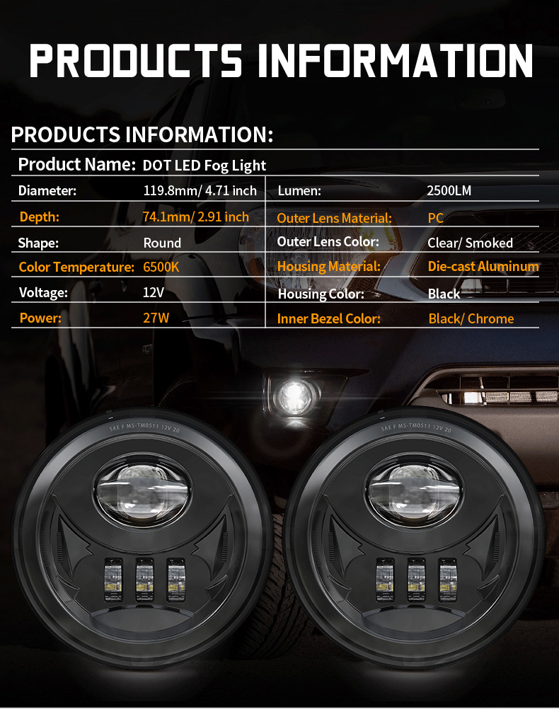 2005-2011 Toyota Tacoma Led Fog Lights Specification