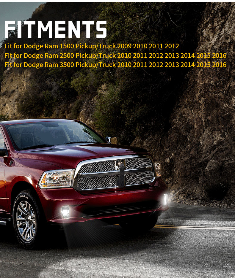 2013-2018 Dodge Ram 1500 Святлодыёдныя супрацьтуманныя фары