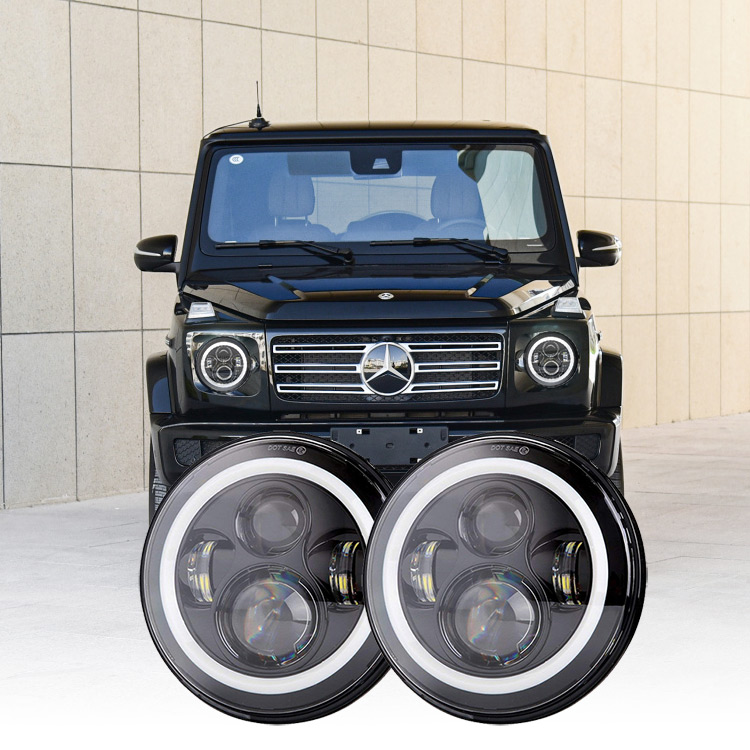 7 Zoll runde Mercedes Benz G-Klasse LED-Scheinwerfer Halo Mercedes G-Klasse  Scheinwerfer Ersatz