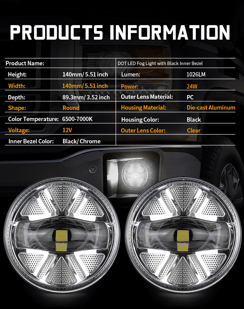 Specifikace mlhových světel GMC Sierra 1500