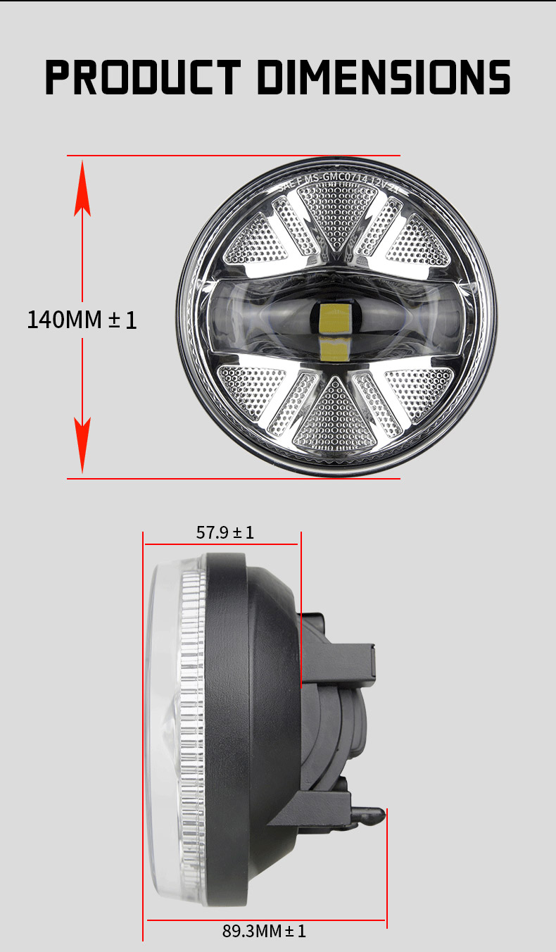 Dimensões dos faróis de nevoeiro LED GMC Sierra 1500