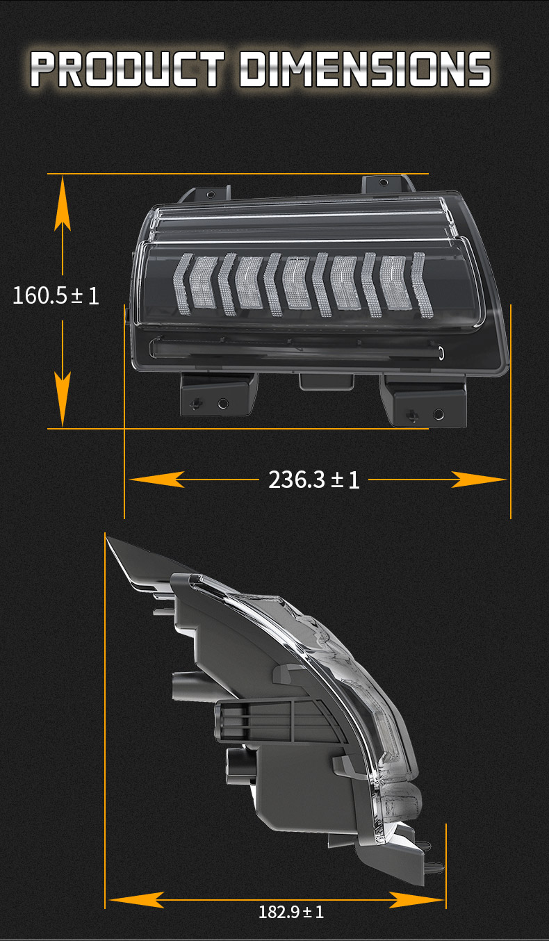 Dimensionet e sinjaleve të kthesës sekuenciale të Jeep JL