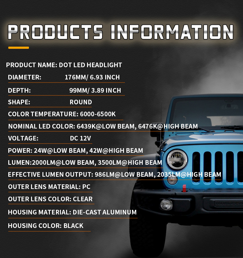 Especificação dos faróis de led do Jeep JK