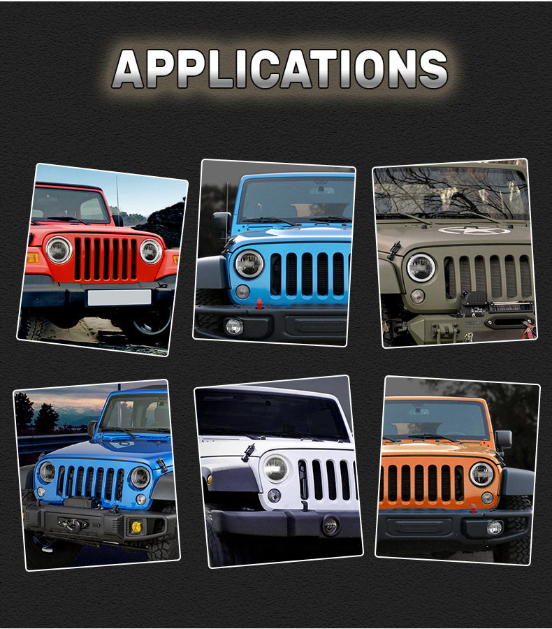 Aplikácie predných svetiel Jeep JK