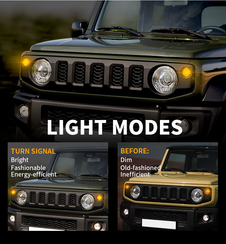 Modes d'éclairage des clignotants avant Suzuki Jimny Led