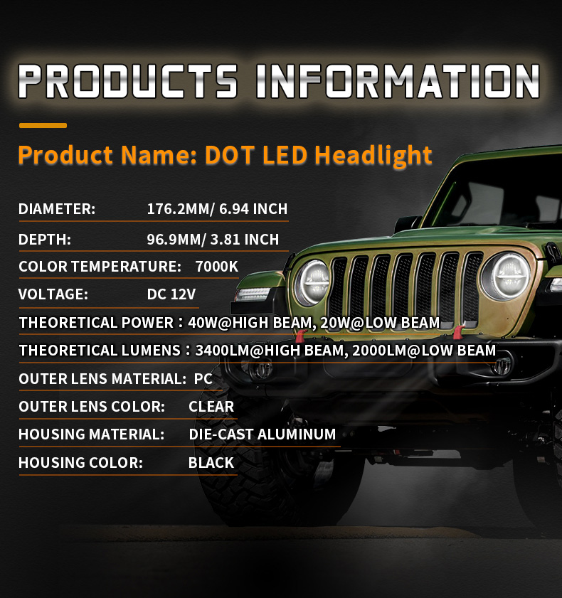 Specifikacija prednjih svjetala za Jeep Wrangler iz 2010