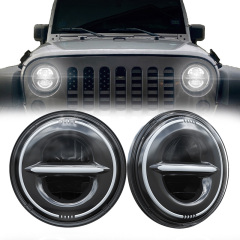 7 Bulat Led Halo Lampu untuk 2010 Jeep Wrangler JK JKU dengan Drl dan Amber Turn Signal