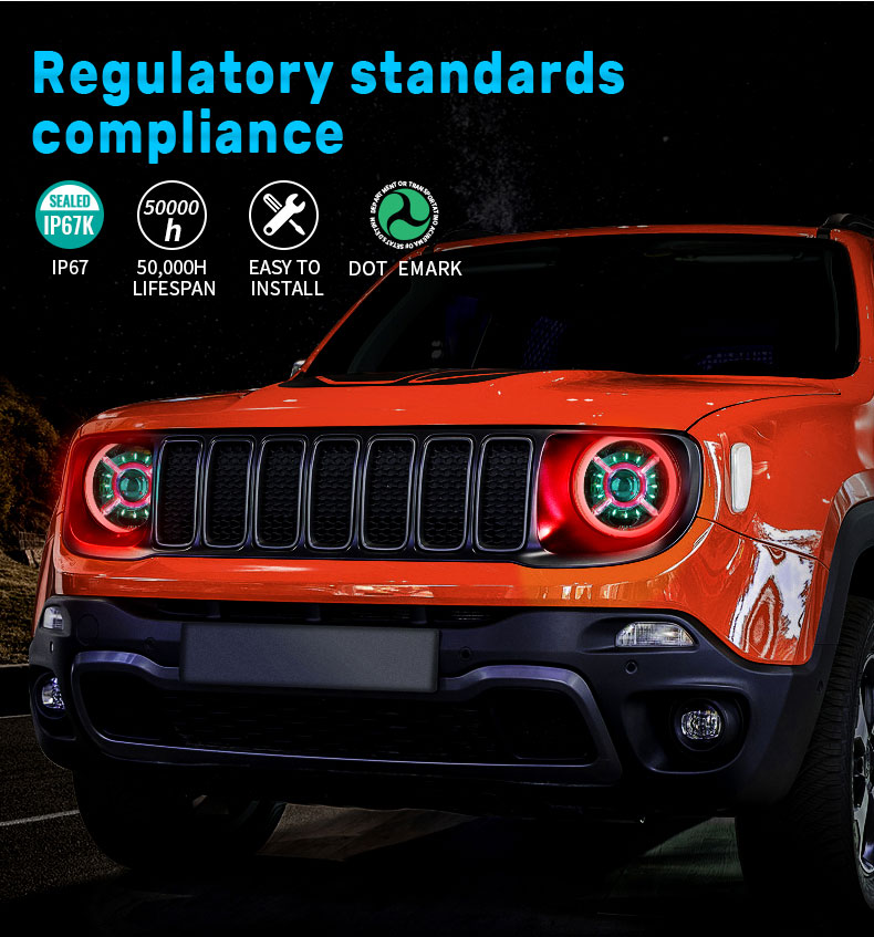 RGB Jeep Renegade Halo priekšējo lukturu sertifikāts