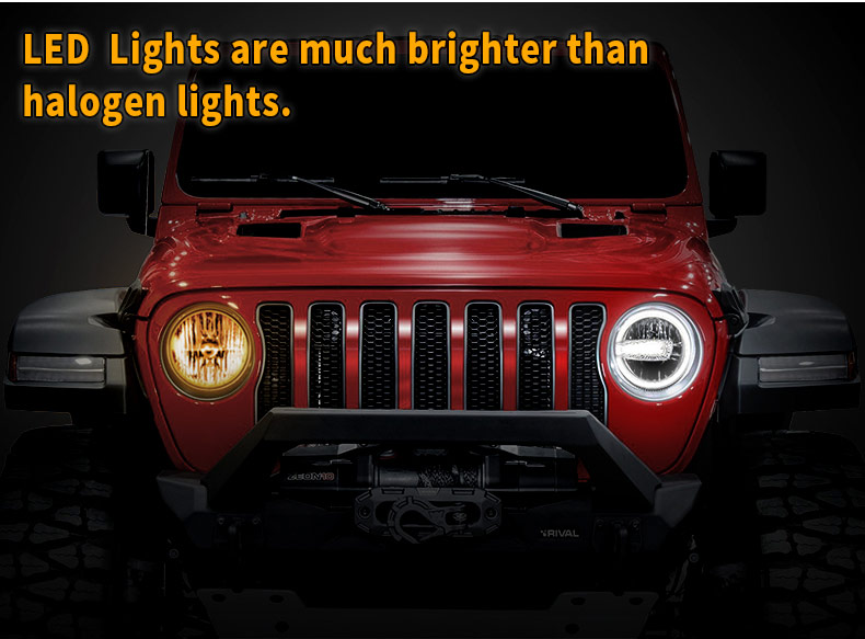 Jeep Wrangler MOAB led фарове срещу халогенни светлини