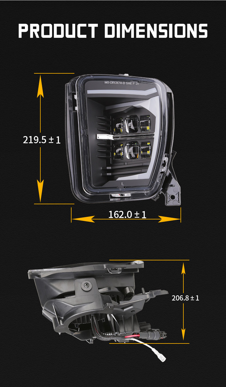 Dimensi Pemasangan Lampu Kabus Dodge Ram 2013 2017-1500