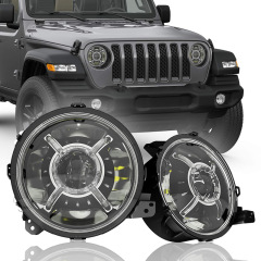 جدیدترین طراحی 9 اینچی 2018 Jeep Wrangler JL LED Headlights DOT SAE Jeep JL LED Headlights 2018 2019