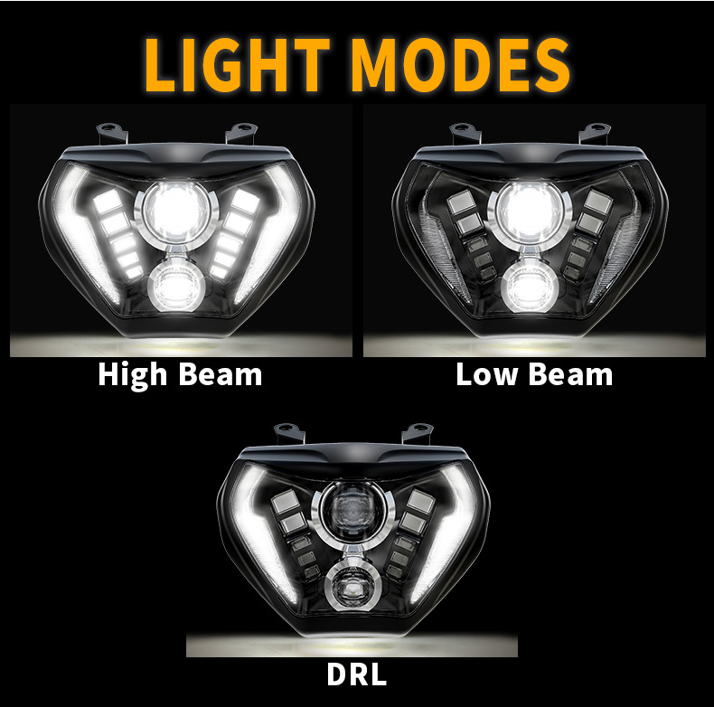 Custom Yamaha MT 09 Aftermarket Led Headlight Beam Modes