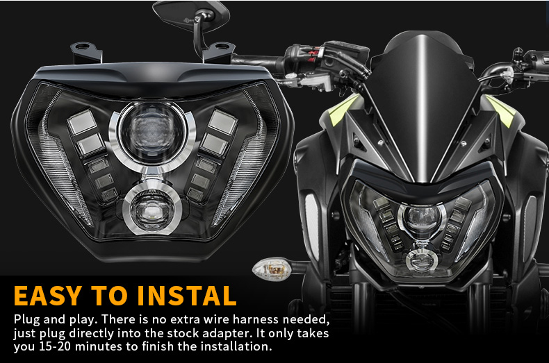 Custom Yamaha MT 09 Aftermarket Led Headlight  Easy Installation