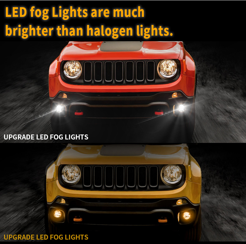 2015-2018 Jeep Renegade luces antiniebla LED VS niebla halógena