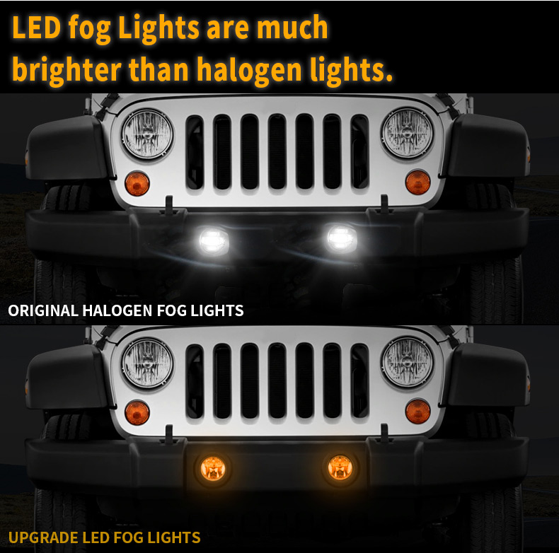 Jeep JK Led rūko žibintai VS halogeniniai žibintai