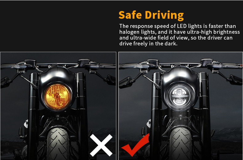 5.75 Led prednja svjetla za motocikle VS halogena svjetla