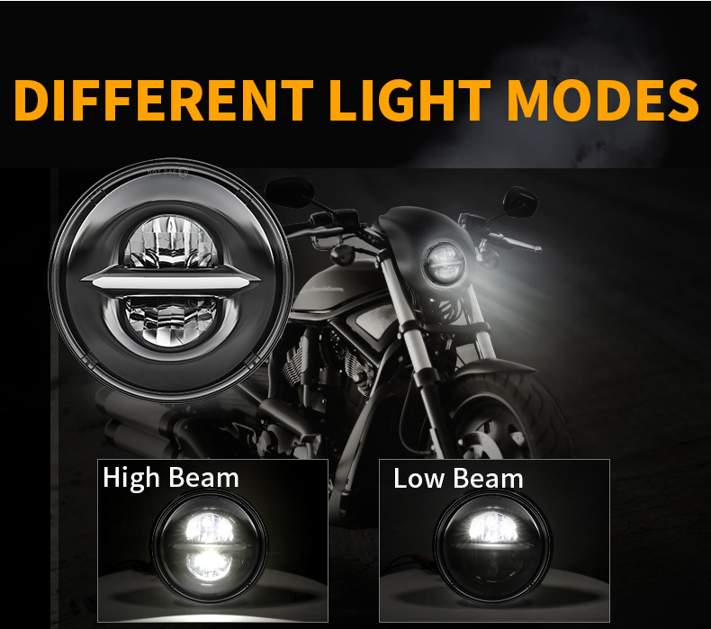 5.75 Modos de luz de faro de motocicleta LED