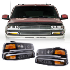 1999 2000 2001 2002 Chevy Silverado 1500 LED Headlights Assembly 2500 1500HD 2500HD Suburban Tahoe Upgrade