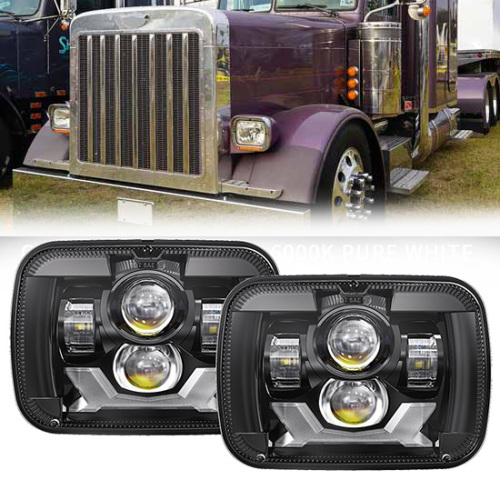 5x7 inch Peterbilt 379 Single Square Headlights Assembly