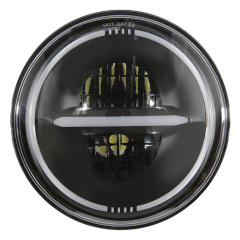 7 Round Led Halo Headlights għall-2010 Jeep Wrangler JK JKU b'Drl u Amber Turn Signals