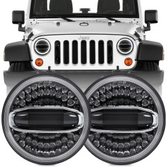 7 collu apaļie Jeep Jk Oem Led priekšējie lukturi ar Halo gaismām Jeep Jk rūpnīcas LED priekšējo lukturu komplekts