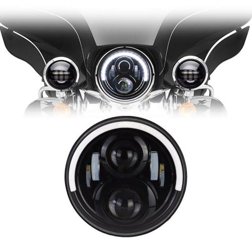 Special Design Half Halo White/Yellow 7 LED Headlight for Harley-Davidson/Royal Enfiled Headlight