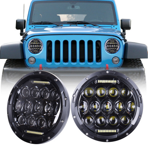 Special Design 7 Headlights with DRL for Hummer H1 H2 Black Chrom Option 7 Headlamp for Jeep Wrangler JK TJ for Harley