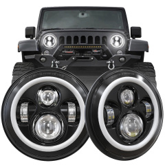 2007-2017 Jeep Wrangler JK Halo Headlights 7 pulgada Round Led Halo Headlights alang sa Jeep Wrangler JK JKU