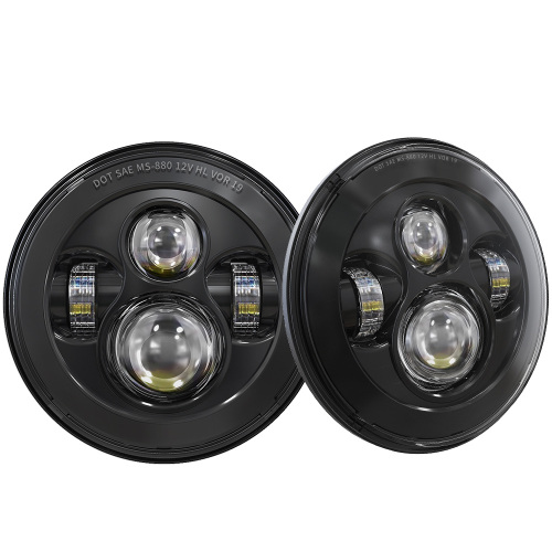 7 inch 45w hi lo beam Jeep jk aftermarket headlights chrome/black sealed beam headlamp